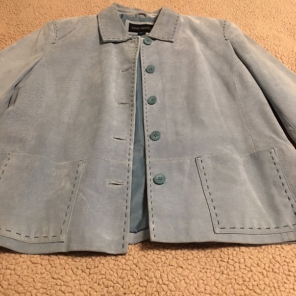 Ladies Blue Suede Leather Jacket   Size XL - Picture 2 of 16